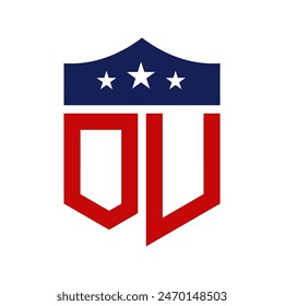 Patriotic OU Logo Design. Letter OU Patriotic American Logo Design for Political Campaign and any USA Event.