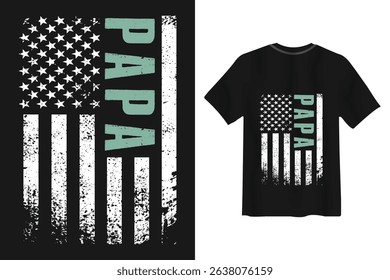 Patriotic papa american flag t shirt design concept
