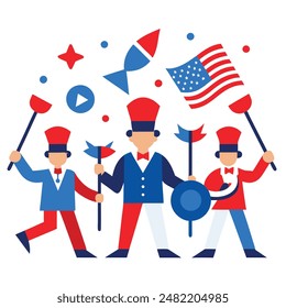 Patriotic parade scene Vector Illustration