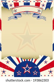 Patriotic parchment background. A vintage patriotic poster with a texture and a large dirty frame for your message
