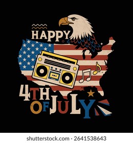 Patriotic Party Vibes 4th of July Music T-shirt