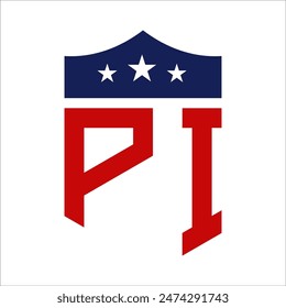 Patriotic PI Logo Design. Letter PI Patriotic American Logo Design for Political Campaign and any USA Event.