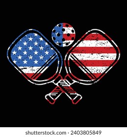 Patriotic Pickleball With USA Flag