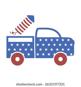 Patriotic Pickup Truck with Firework and American Element