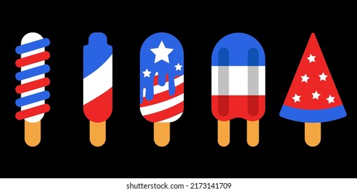 Patriotic Popsicles Vector, Popsicle Illustation, Independence Day Vector, 4th Of July Illustation, Love Usa