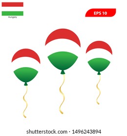Patriotic poster for Hungarian National Day. Flying Rubber Balloons with Hungarian Flag Color. National Day background with Balloons