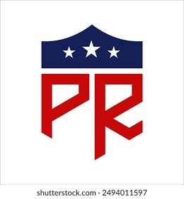 Patriotic PR Logo Design. Letter PR Patriotic American Logo Design for Political Campaign and any USA Event.