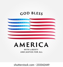 Patriotic Print Poster Apparel T shirt design | American flag | God Bless America Phrase Quotation Message | Happy independence day card