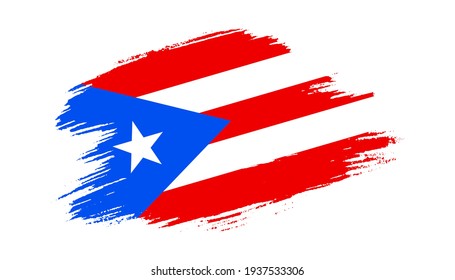 Patriotic of Puerto Rico flag in brush stroke effect on white background