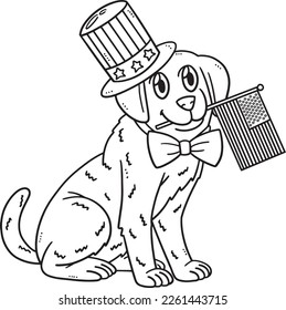 Patriotic Puppy Isolated Coloring Page for Kids