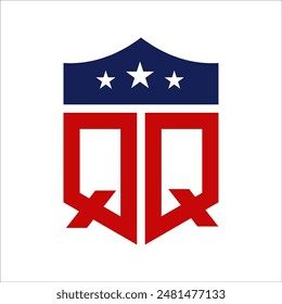 Patriotic QQ Logo Design. Letter QQ Patriotic American Logo Design for Political Campaign and any USA Event.