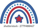 Patriotic Rainbow with Star Icon Design.
USA Theme Rainbow Star Symbol Simple Vector Illustration.
Transparent background.

