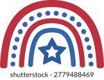 Patriotic Rainbow with Star Icon Design.
USA Theme Rainbow Star Symbol Simple Vector Illustration.
Transparent background.
