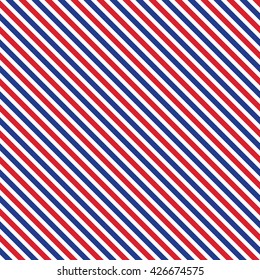Patriotic red, white, blue geometric seamless pattern. Vector illustration with American symbol. USA flag wallpaper. Happy Independence Day 4th of July.