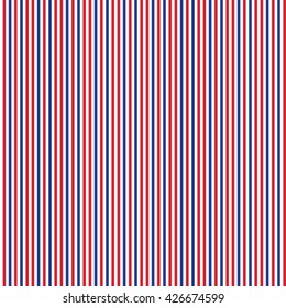 Patriotic red, white, blue geometric seamless pattern. Vector illustration with American symbol. USA flag wallpaper. Happy Independence Day 4th of July.