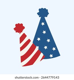 Patriotic Red White and Blue Party Hats Duo for Fourth of July Festivities