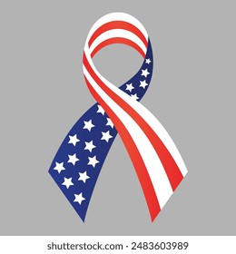 Patriotic Ribbon with American Flag Design