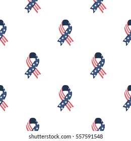 Patriotic ribbon icon in cartoon style isolated on white background. Patriot day pattern stock vector illustration.