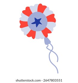 Patriotic rosette with a blue star and red and light blue petals