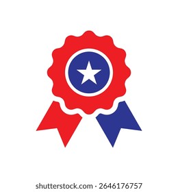 Patriotic Rosette Ribbon with Star - American Award, Achievement, and Excellence Icon