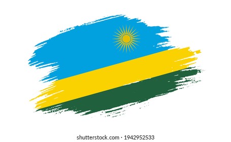 Patriotic of Rwanda flag in brush stroke effect on white background