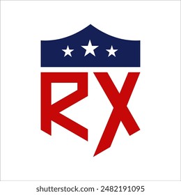 Patriotic RX Logo Design. Letter RX Patriotic American Logo Design for Political Campaign and any USA Event.