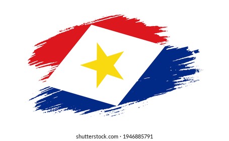 Patriotic of Saba flag in brush stroke effect on white background