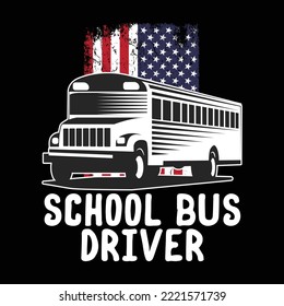 Patriotic School Bus Driver American Flag