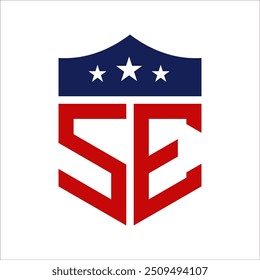 Design do logotipo Patriotic SE. Carta SE Patriotic American Logo Design for Political Campaign e qualquer evento dos EUA.