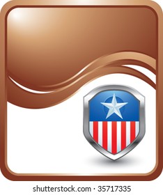 patriotic shield or badge on brown wave backdrop