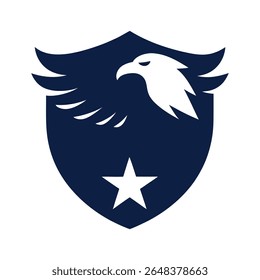 Patriotic Shield with Bald Eagle Silhouette Design
