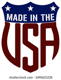 Patriotic shield icon for use with products manufactured in the USA