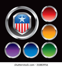 patriotic shield on colored round web buttons
