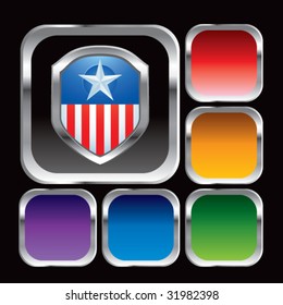patriotic shield on colored web buttons
