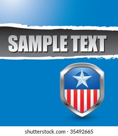 patriotic shield on ripped banner