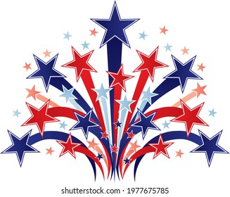 Patriotic Shooting Stars Red White and Blue