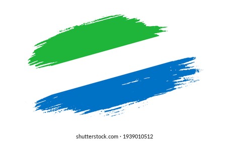 Patriotic of Sierra Leone flag in brush stroke effect on white background
