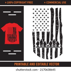 Patriotic Soldier American Flag T-Shirt Vector Design, USA Patriotic Military T-Shirt.