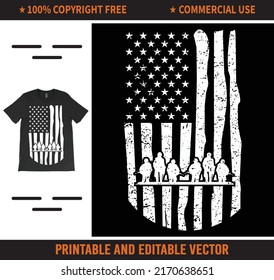 Patriotic Soldier American Flag T-Shirt Vector Design, USA Patriotic Military T-Shirt.