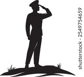 Patriotic Soldier Salute Silhouette Design for T-Shirts and Posters