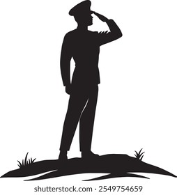 Patriotic Soldier Salute Silhouette Design for T-Shirts and Posters