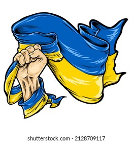 Patriotic Spirit rising hand of Ukraine flag. freedom ukraine vector on white background