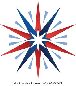 Patriotic Starburst Design Element in Red White and Blue