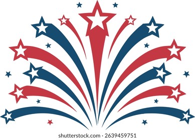 Patriotic Starburst Fireworks Display for July Fourth Holiday