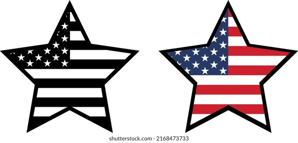 Patriotic stars with American flag. 4th of july design.