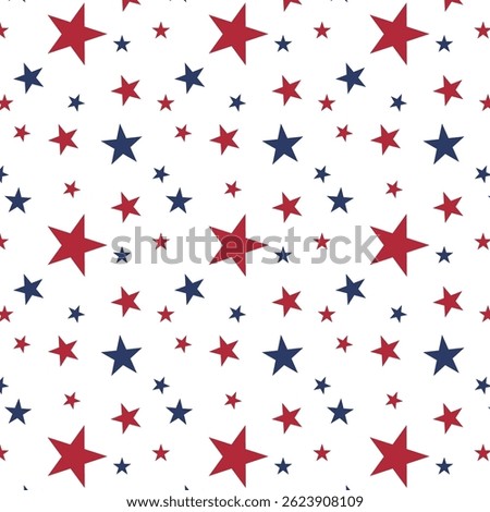 Patriotic Stars Seamless Pattern. 4th of July, USA Independence day, Americana Backdrop. Vector Template For Fabric, Textile, Wallpaper, Wrapping Paper