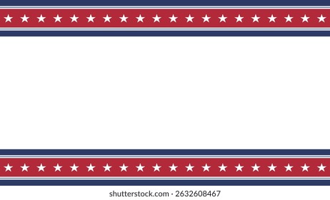 Patriotic Stars and Stripes. Americana Background Pattern. Vector Template For Banner