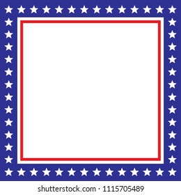 Patriotic Stars and Stripes, July 4th Banner, US Flag Banner, Memorial Day Background, Veteran's Day Background, Independence Day Frame, Red and White Stripes, Vector Illustration Background