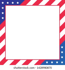 Patriotic Stars and Stripes, July 4th Banner, US Flag Banner, Memorial Day Background, Veteran's Day Background, Independence Day Frame, Red and White Stripes, Vector Illustration Background