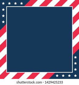 Patriotic Stars and Stripes, July 4th Banner, US Flag Banner, Memorial Day Background, Veteran's Day Background, Independence Day Frame, Red and White Stripes, Vector Illustration Background